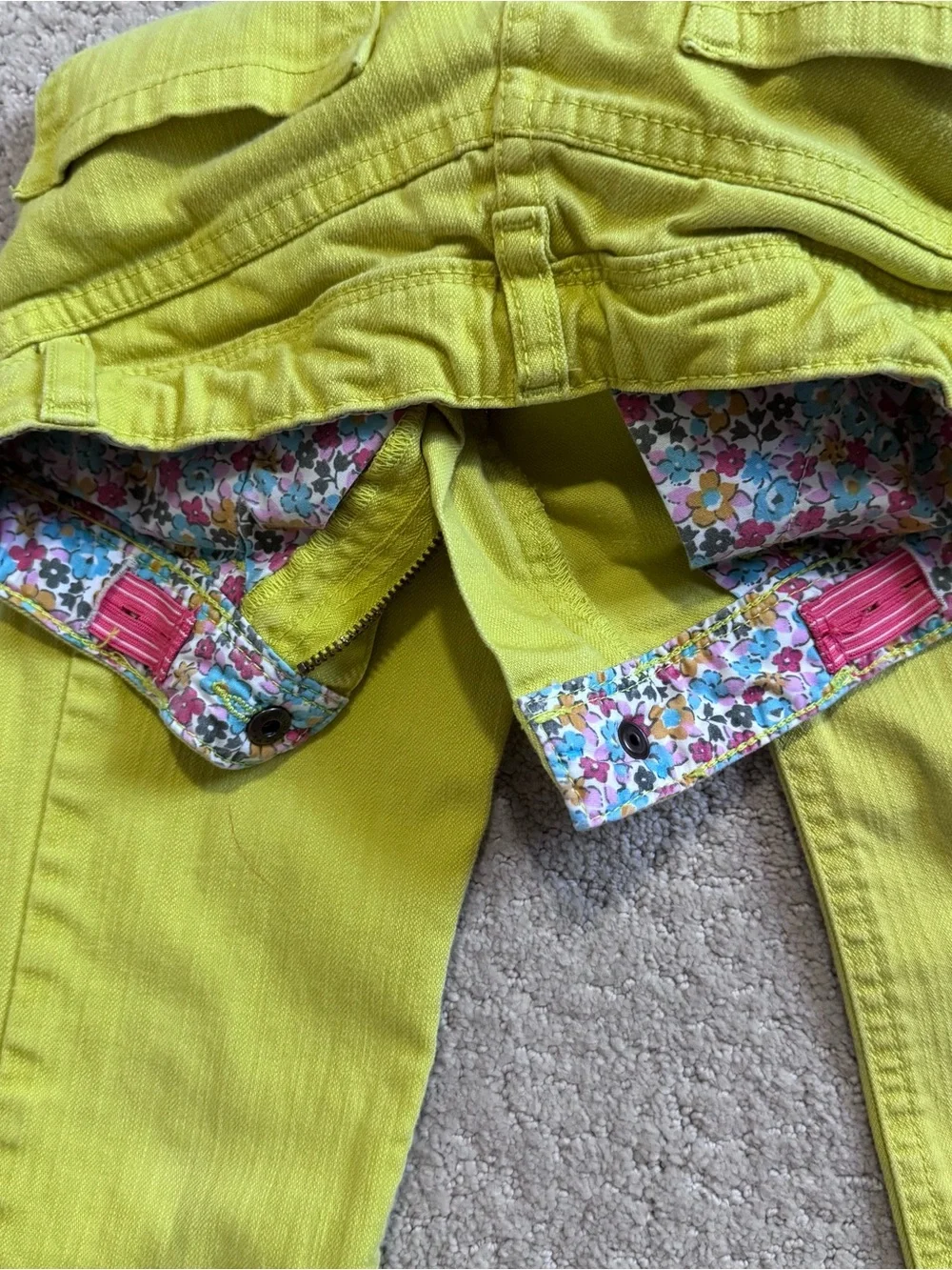 Mini Boden Girls Jeans Adjustable Waist Size 8 Y Lime Green Colorful